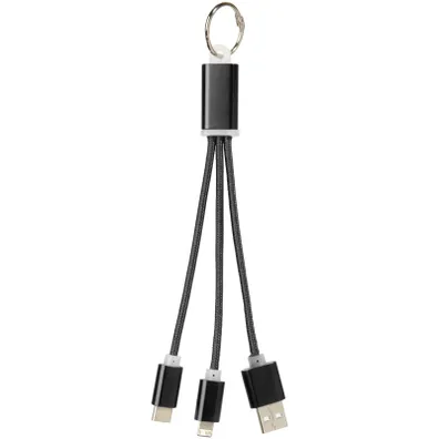 Mula Metal 3-in-1 charging cable with keychain (Solid Black)