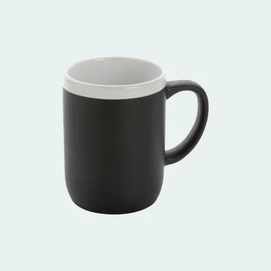 Mula Ceramic Cup with White Rim, 300ml (Black)