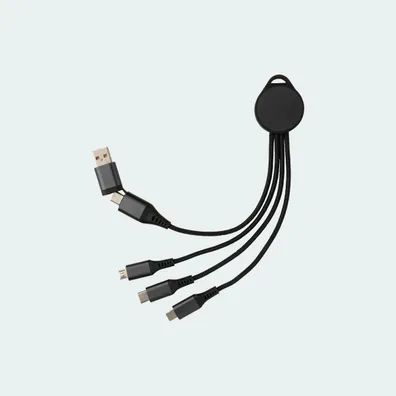 Mula Terra 6-in-1 charging cable made of RCS recycled aluminum (Gray)
