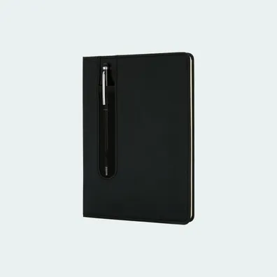 Mula Basic Hardcover PU A5 Notebook with Stylus Pen (Black)