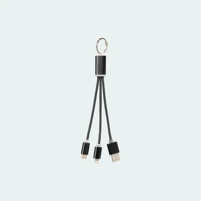 Mula Metal 3-in-1 charging cable with keychain (Solid Black)
