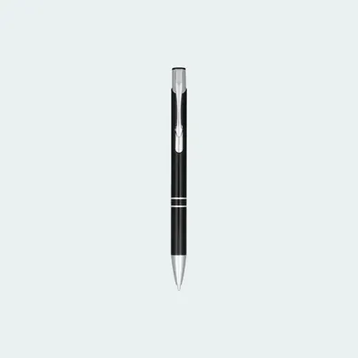 Mula Moneta anodized aluminium click ballpoint pen (blue ink) (Solid Black)