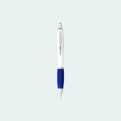 Mula Nash ballpoint pen white barrel and coloured grip (blue ink) (White)