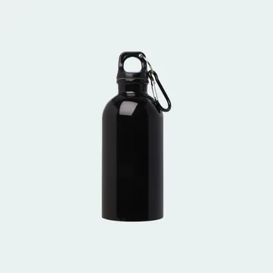 Mula Oregon 400 ml RCS certified single wall stainless steel water bottle with carabiner (Solid Black)