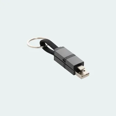 Mula Terra 4-in-1 Fast Charging Cable for Keychain made of rAlu (Gray)