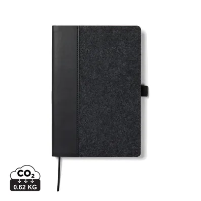 Mula VINGA Albon A5 Notebook made from GRS recycled felt (Black)