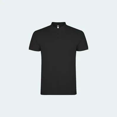 Mula Star short sleeve men's polo (Solid Black)