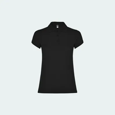 Mula Star short sleeve women's polo (Solid Black)