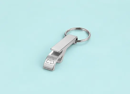 Mula Tao RCS recycled aluminium bottle and can opener with keychain  (Silver)
