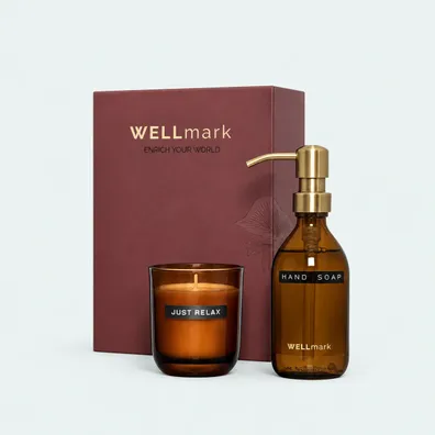 Mula Wellmark Discovery 250 ml hand soap dispenser and 150 g scented candle set (Maroon)