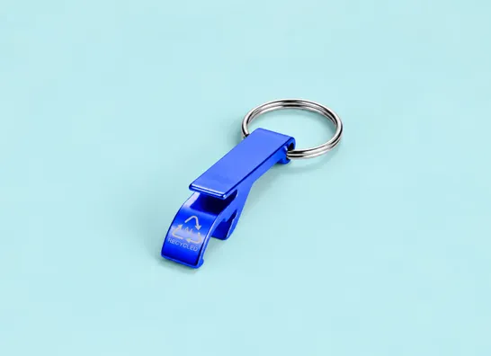 Mula Tao RCS recycled aluminium bottle and can opener with keychain  (Royal Blue)